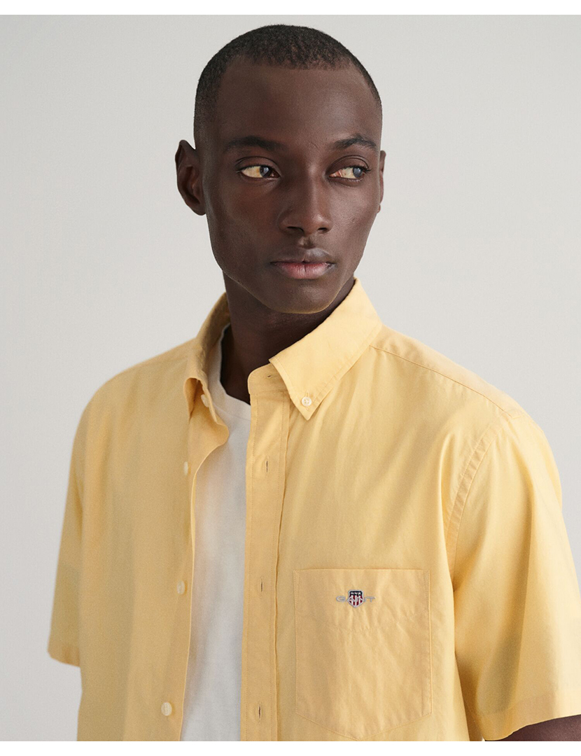 Men's Short Sleeve Classic Poplin Shirt Yellow
