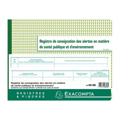 Exacompta - Registre des alertes de santé publique et de l'environnement - A4