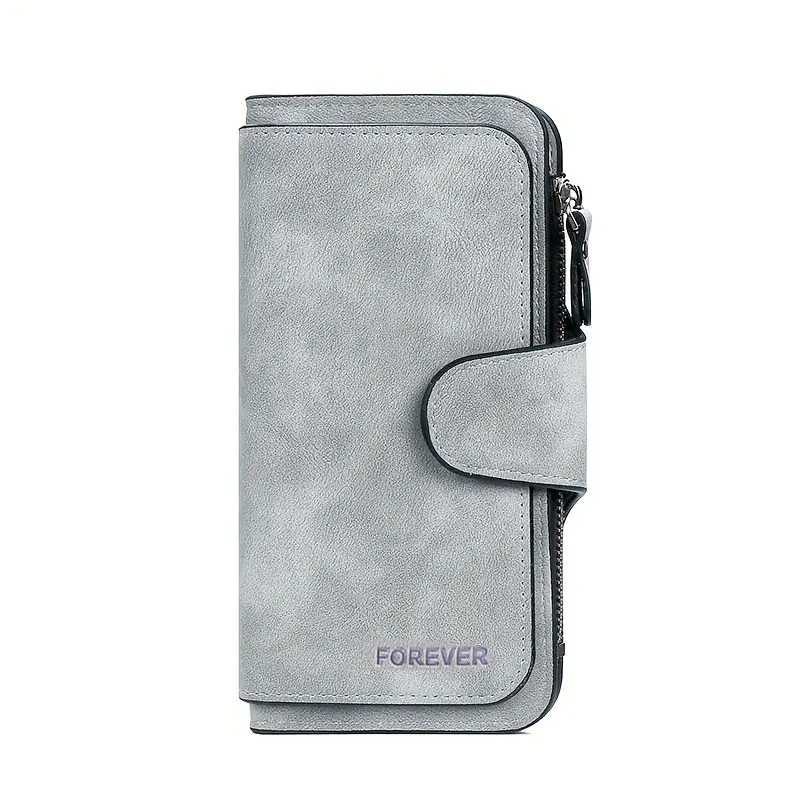 (10x19cm) Leder Geldbörse Fashion Portemonnaie mit 17 Kartenfächern - Grau