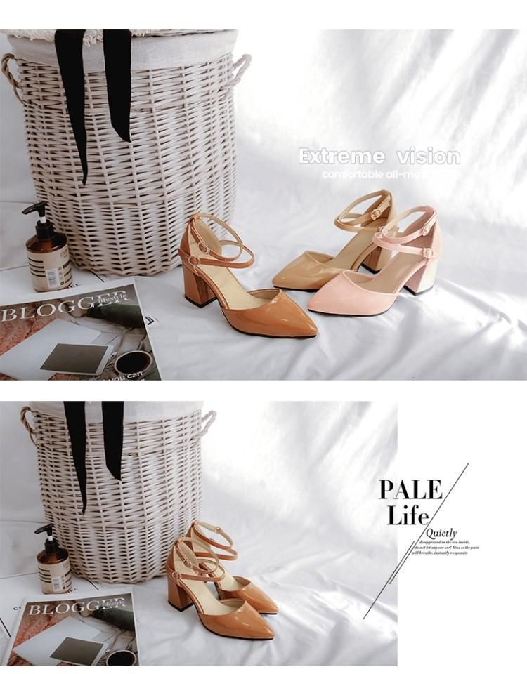Freesia - Kunstleren pumps met puntige blokhak