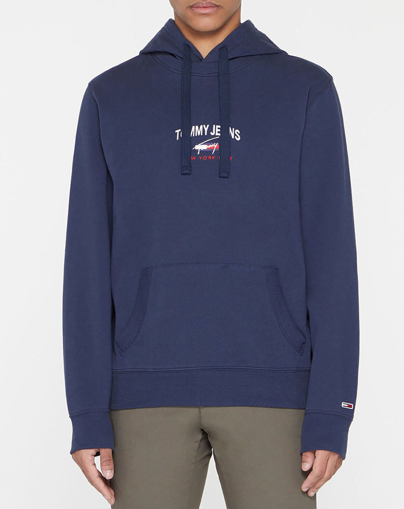 Tommy Jeans Sweat 100% Coton Bio timeless logo hoodie bleu marine