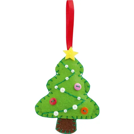 Folia Filz Nähset für Kinder-Mini Filzinie, Anhänger Christbaum, 9 teilig