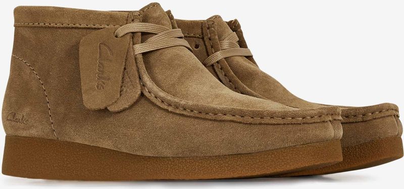 Clarks - Wallabee - Leren Enkellaarsjes - Bruin - Plat - Veters - Casual