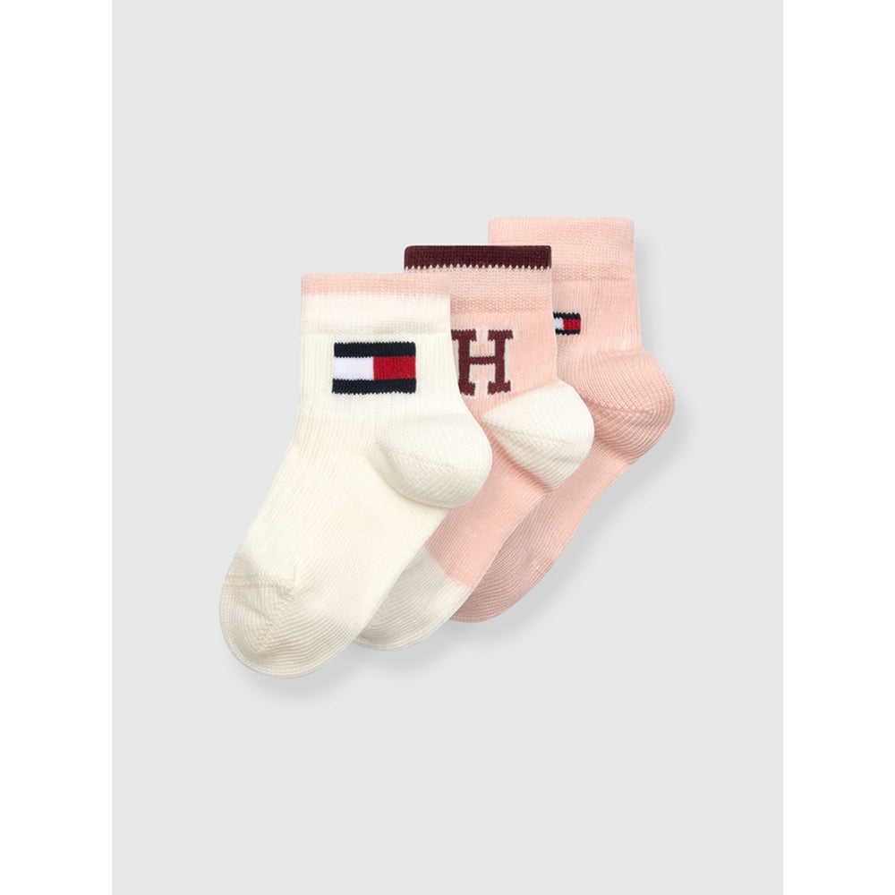 Køb Tommy Hilfiger Soft Pink Baby Strømper 3-pak Iconic Gaveæske | Luksusbaby