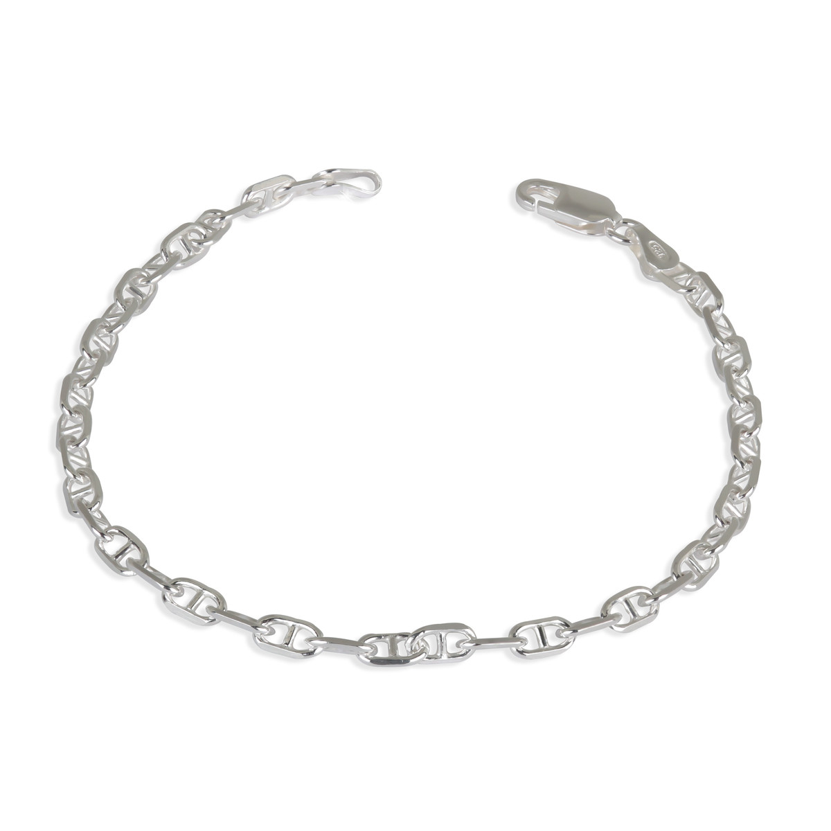 Bracelet argent rhodié rhodié maille marine 18cm