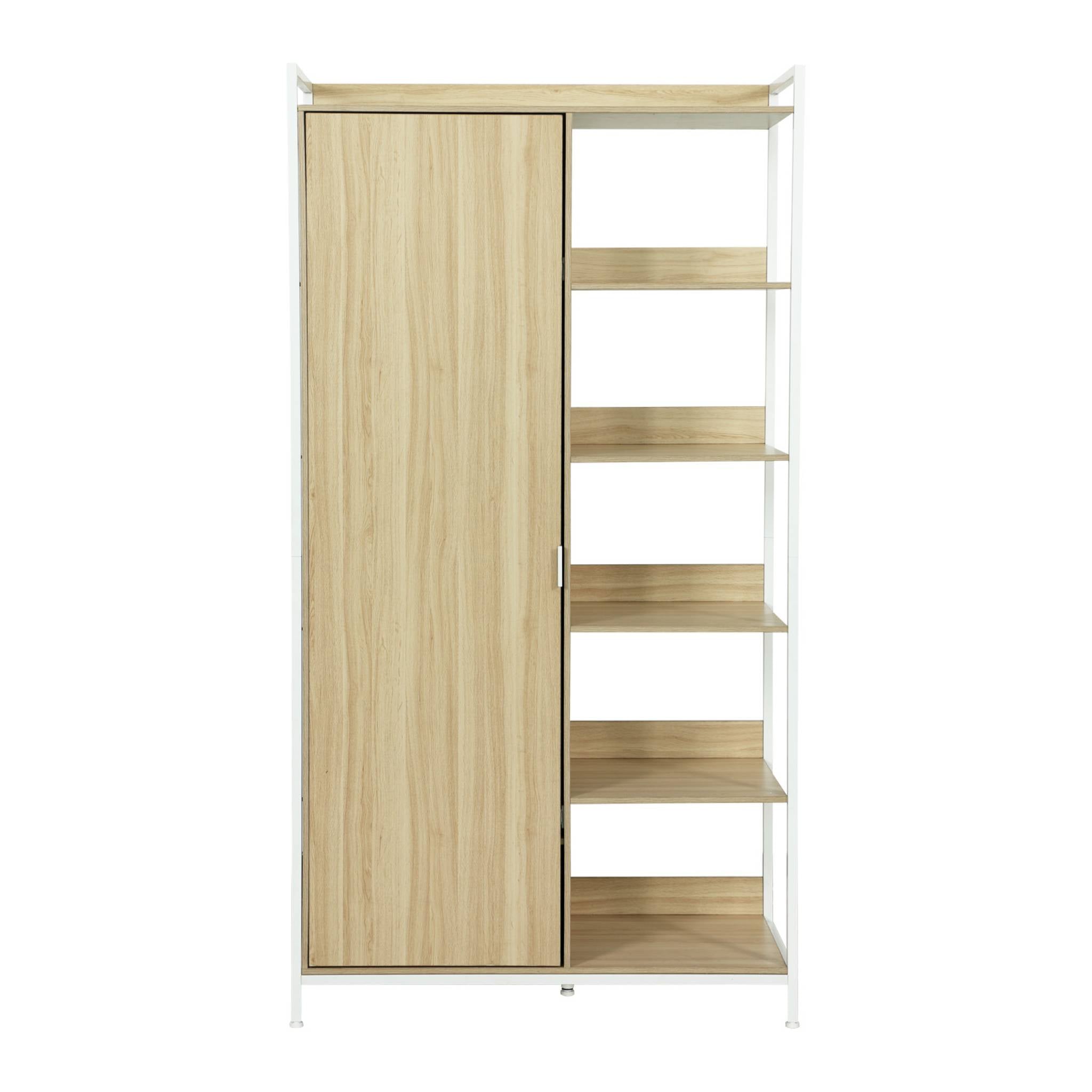 sweeek - Kledingkast met 1 hangdeel, 6 legplanken en 1 deur