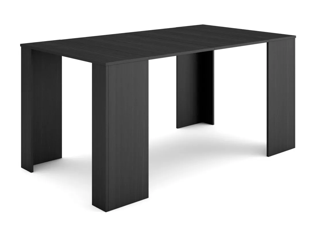 Table console extensible, 160, Pour 8 personnes, Table à Manger, Noir