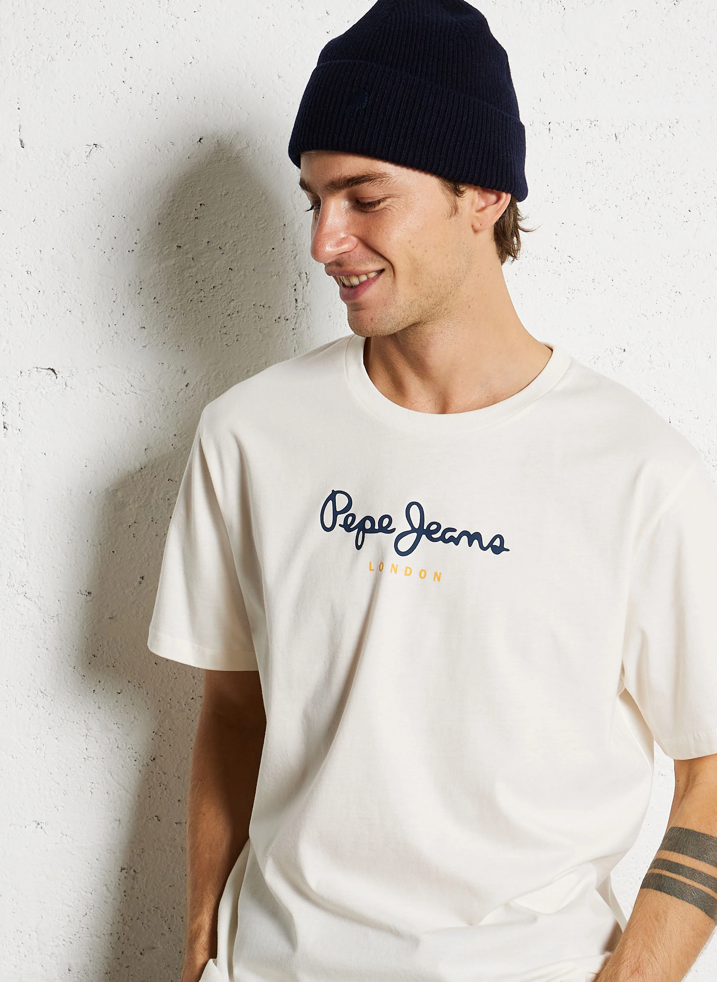 Tee-shirt col rond sérigraphié en coton | Blanc