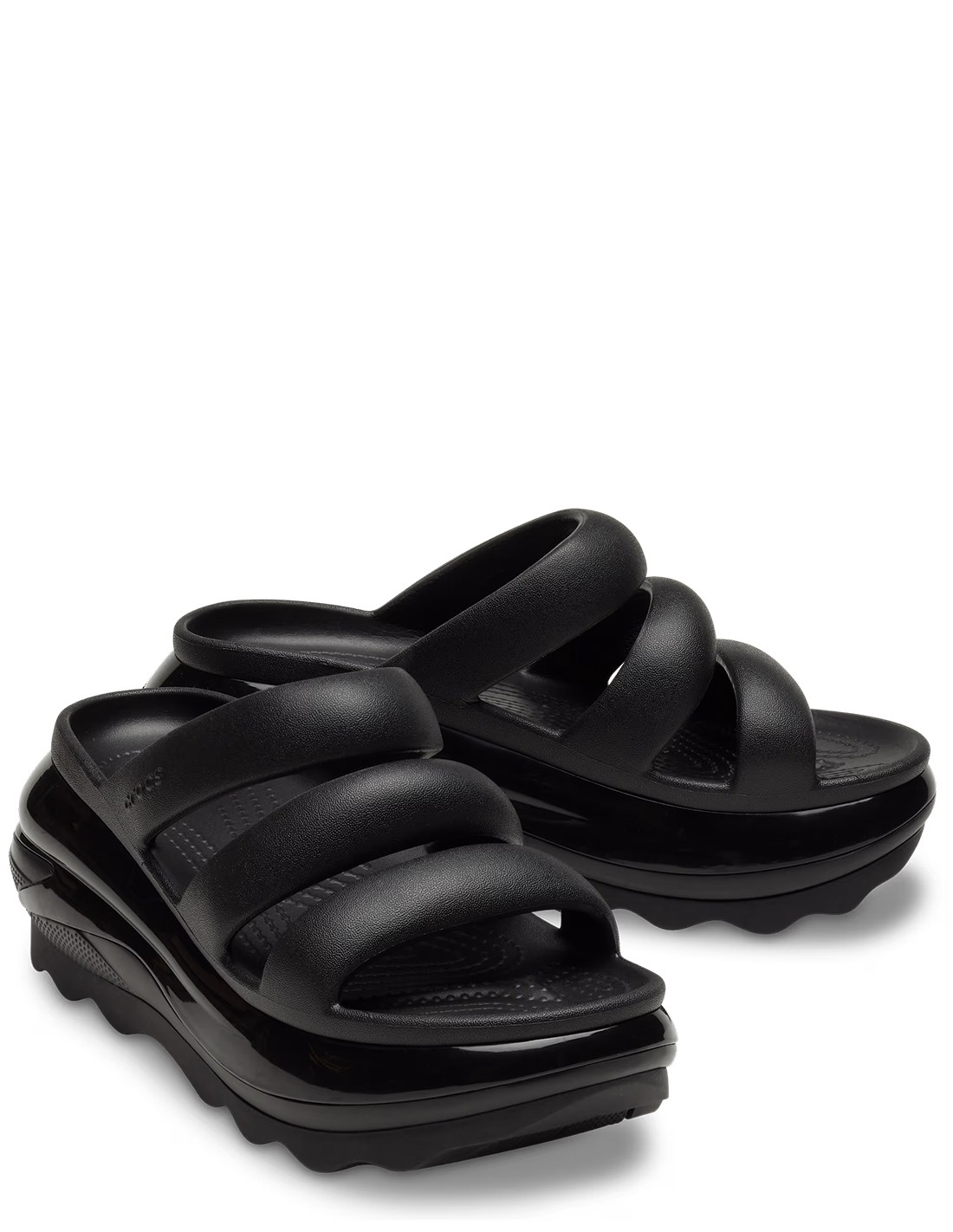 crocs Sandales Compensées mega crush triple strap blk