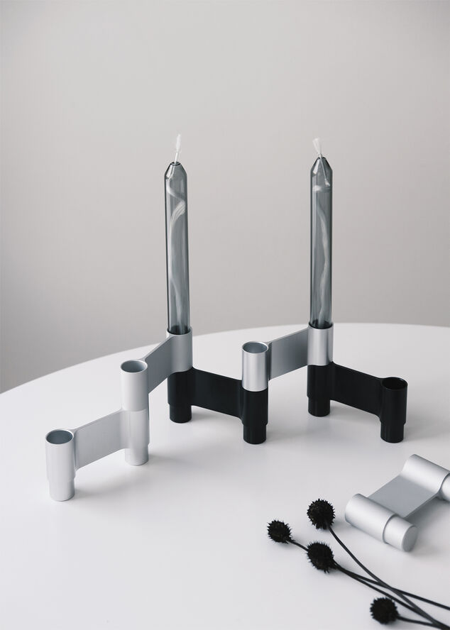 Studio About LINK, CANDLE HOLDER, MATT ALUMINIUM, 11060M 223