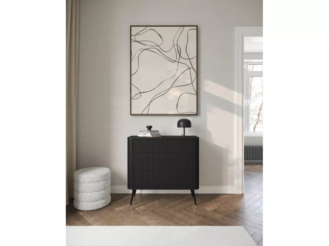 Commode - 93 cm - 3 tiroirs - noir - OVARLO
