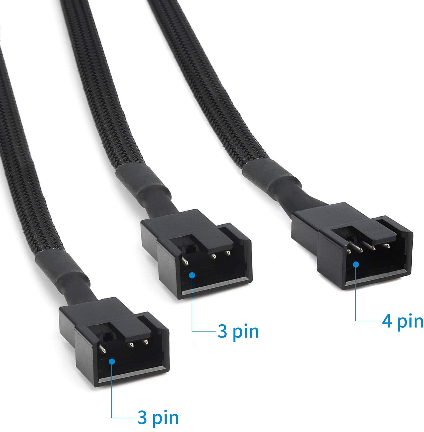 3in1 PWM Konverter Lüfter Adapter Splitterkabel 4Pin / 3Pin - Schwarz
