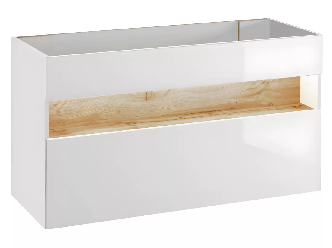 Meuble vasque Salle de bain+ 2 Lavabos 120x46x68cm BAHAMA BLANC 854 moderne de haute qualité