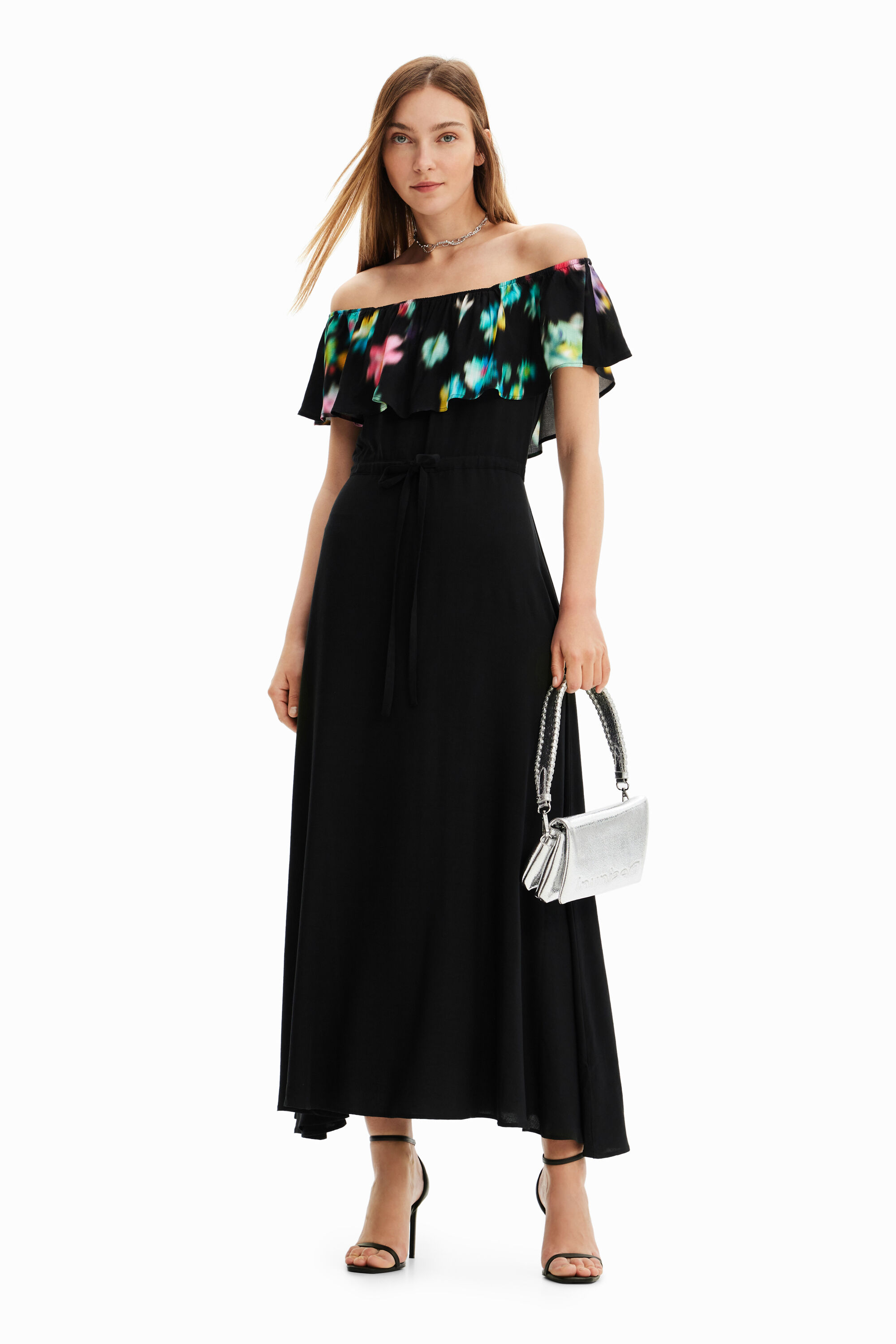 Robe longue volant floue