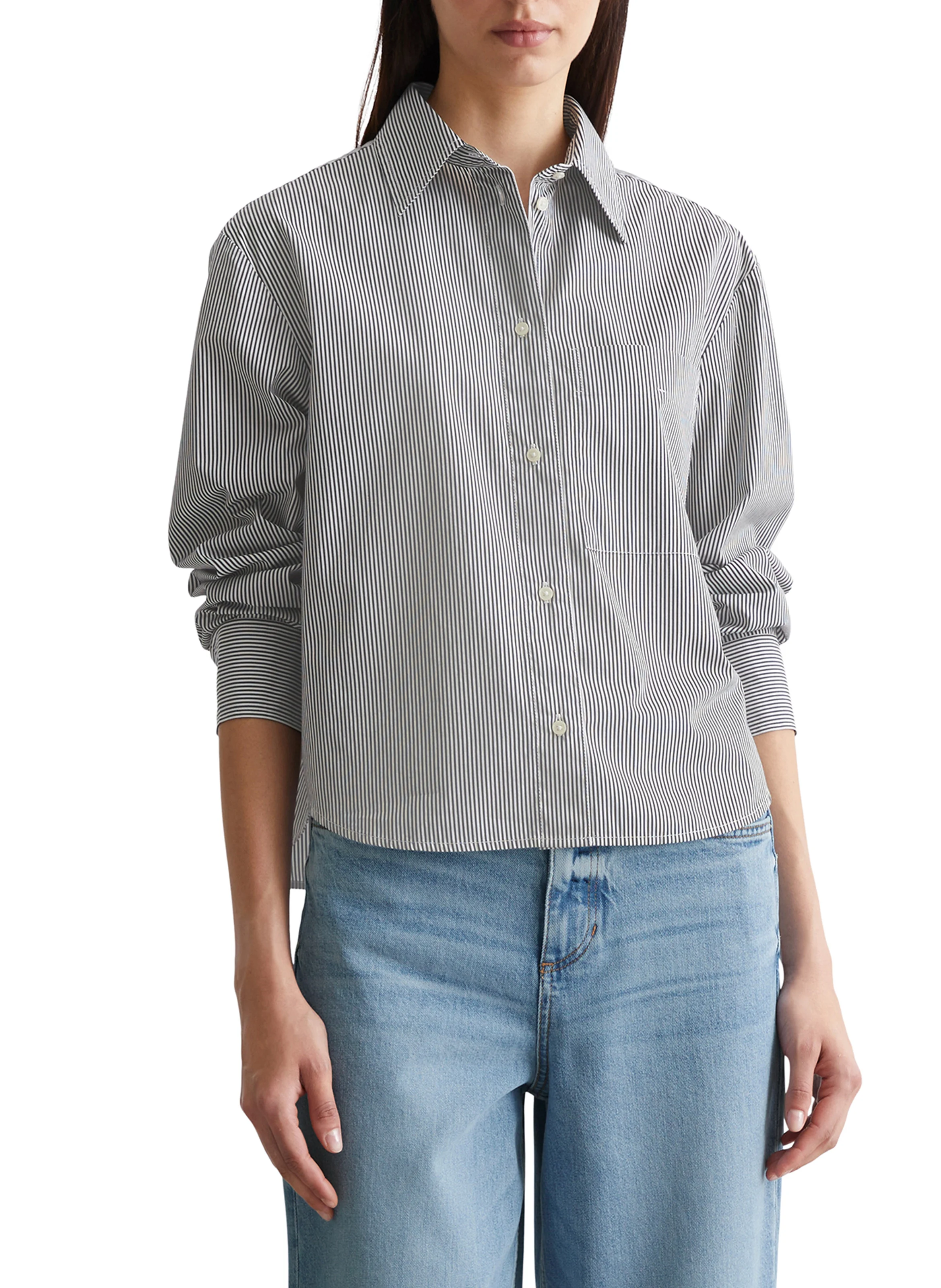 Blouse à rayures cropped en coton | Multicolore