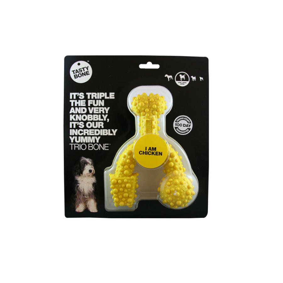 Brinquedo de nylon para mastigar Tastybone Trio em formato de galinha para cães