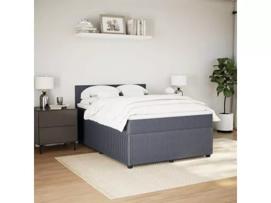 Sommier à lattes de lit et matelas Gris foncé 140x190cm Velours