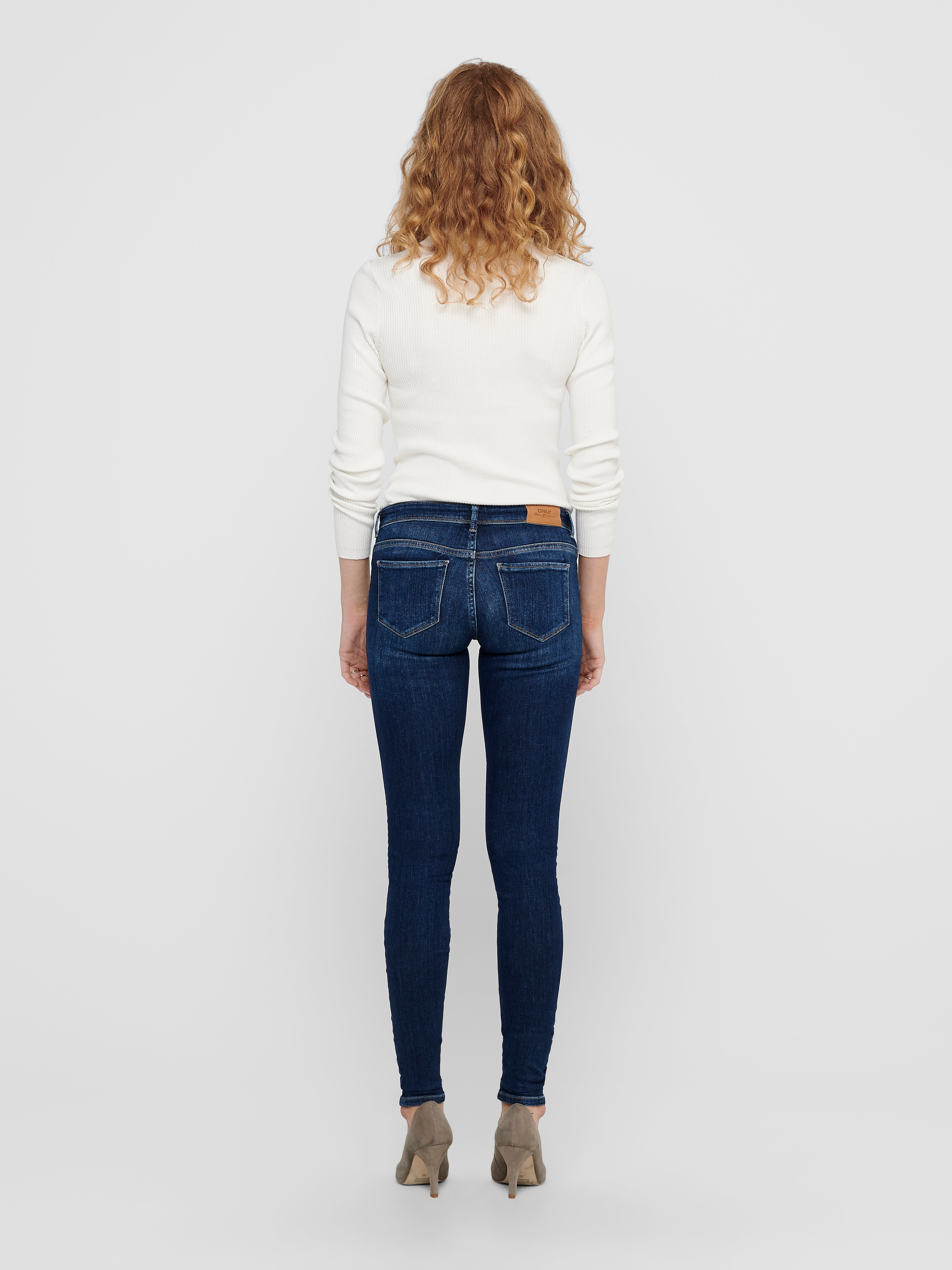 ONLCORAL Sehr niedrige Taille Skinny Fit Jeans Dark Blue Denim