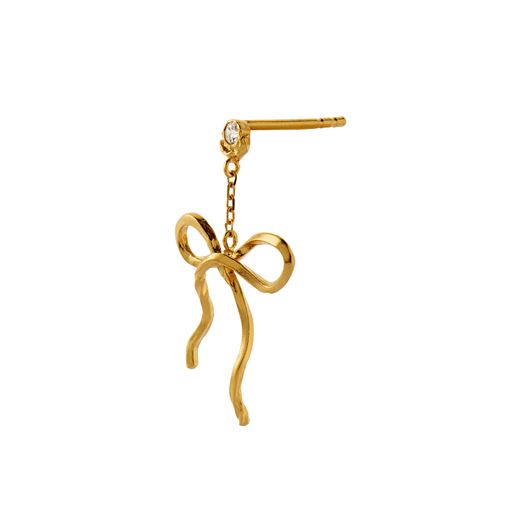 Stine A Dangling Flow Bow Ørering, Goldplated