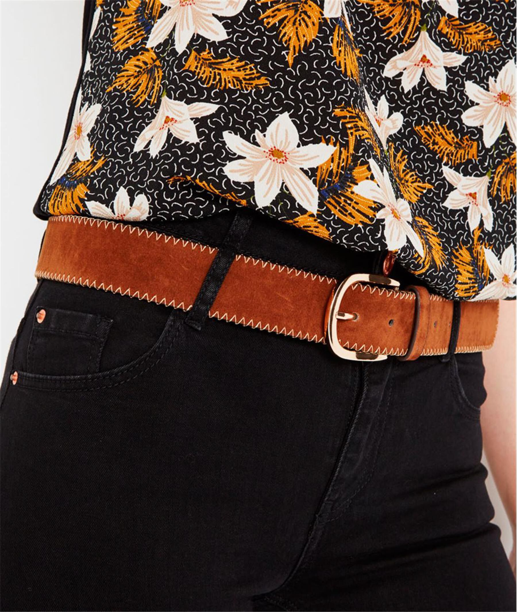 Ceinture large suédine femme - CAMEL