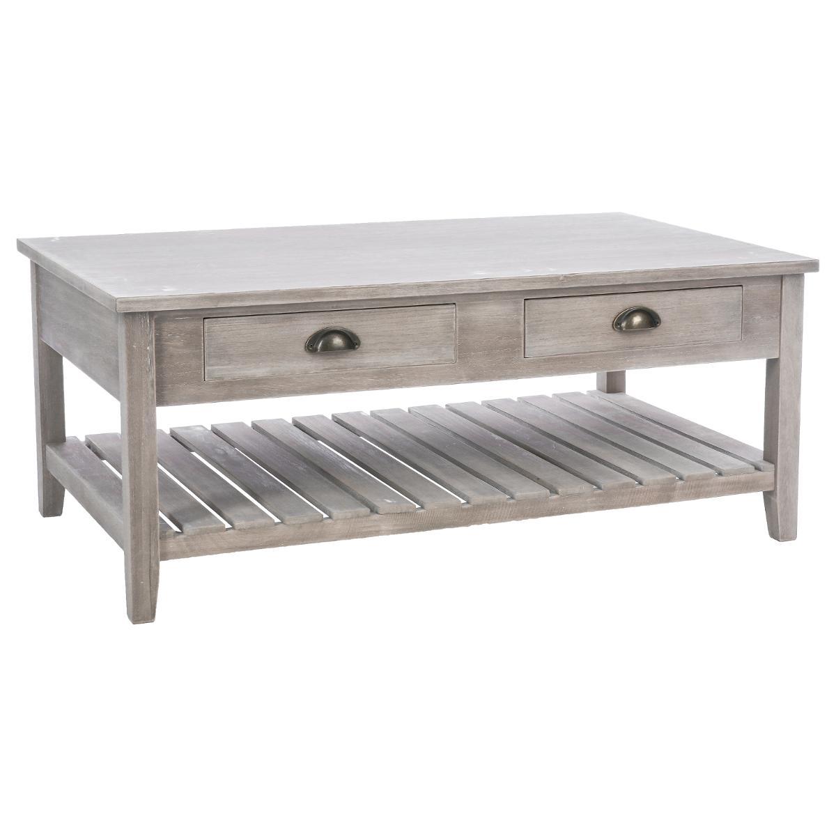 TABLE BASSE BOIS CAMPAGNE 2 TIROIRS