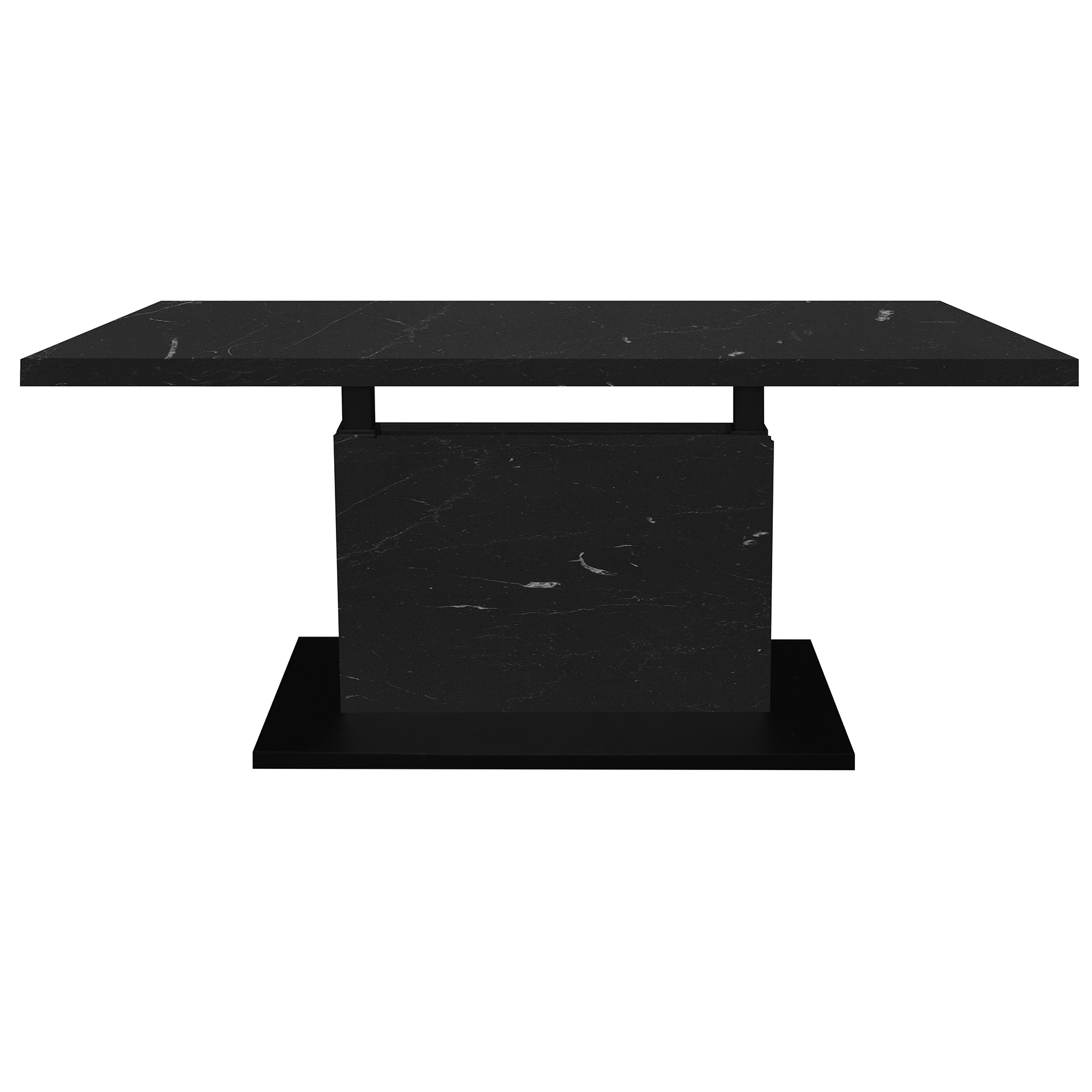Couchtisch - schwarz matt - Keramik-Optik - höhenverstellbar