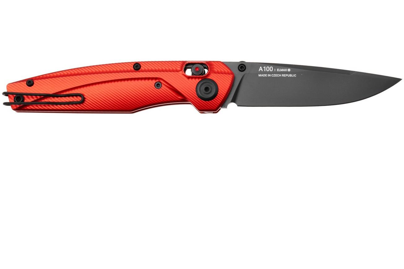 ANV A100 BB, A100-032 Black DLC Elmax, Red Aluminum, zakmes