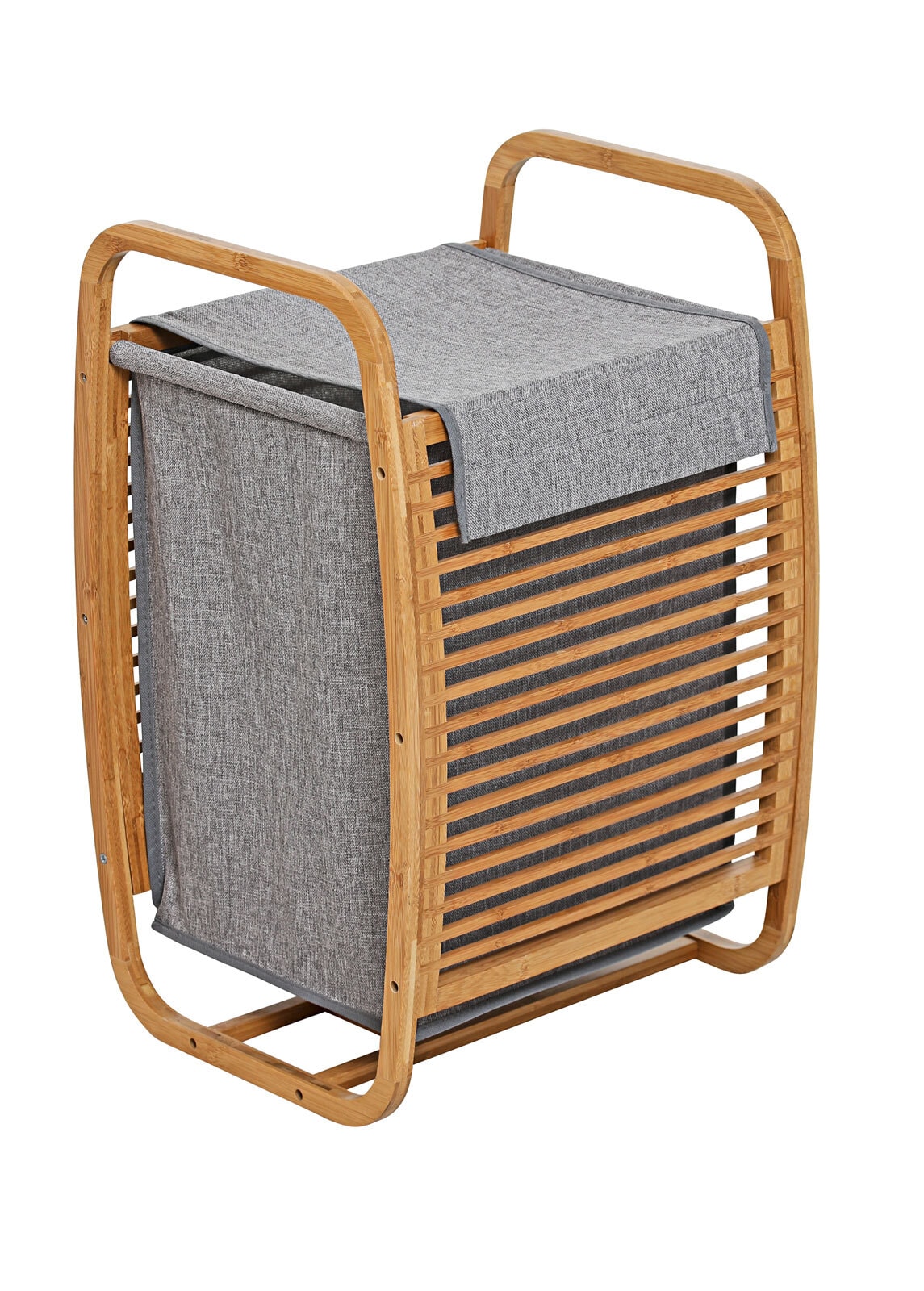 Wäschekorb Bambus Braun/Grau 36x61x40 cm