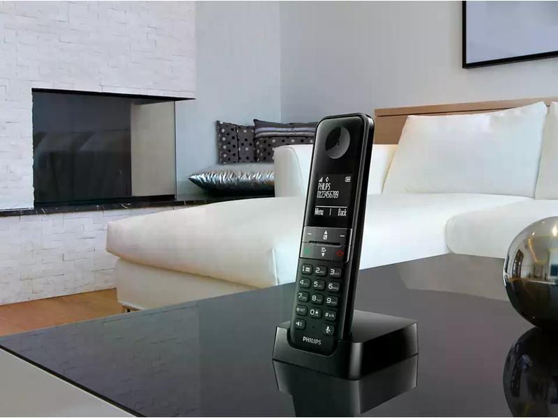 Philips Schnurlostelefon D4701B Schwarz Schnurloses Telefon – Smarte Eleganz