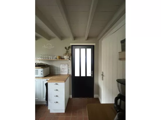 Bloc Porte Atelier Noir H204 X L73 Poussant Gauchecôtes Tableau Gd Menuiseries
