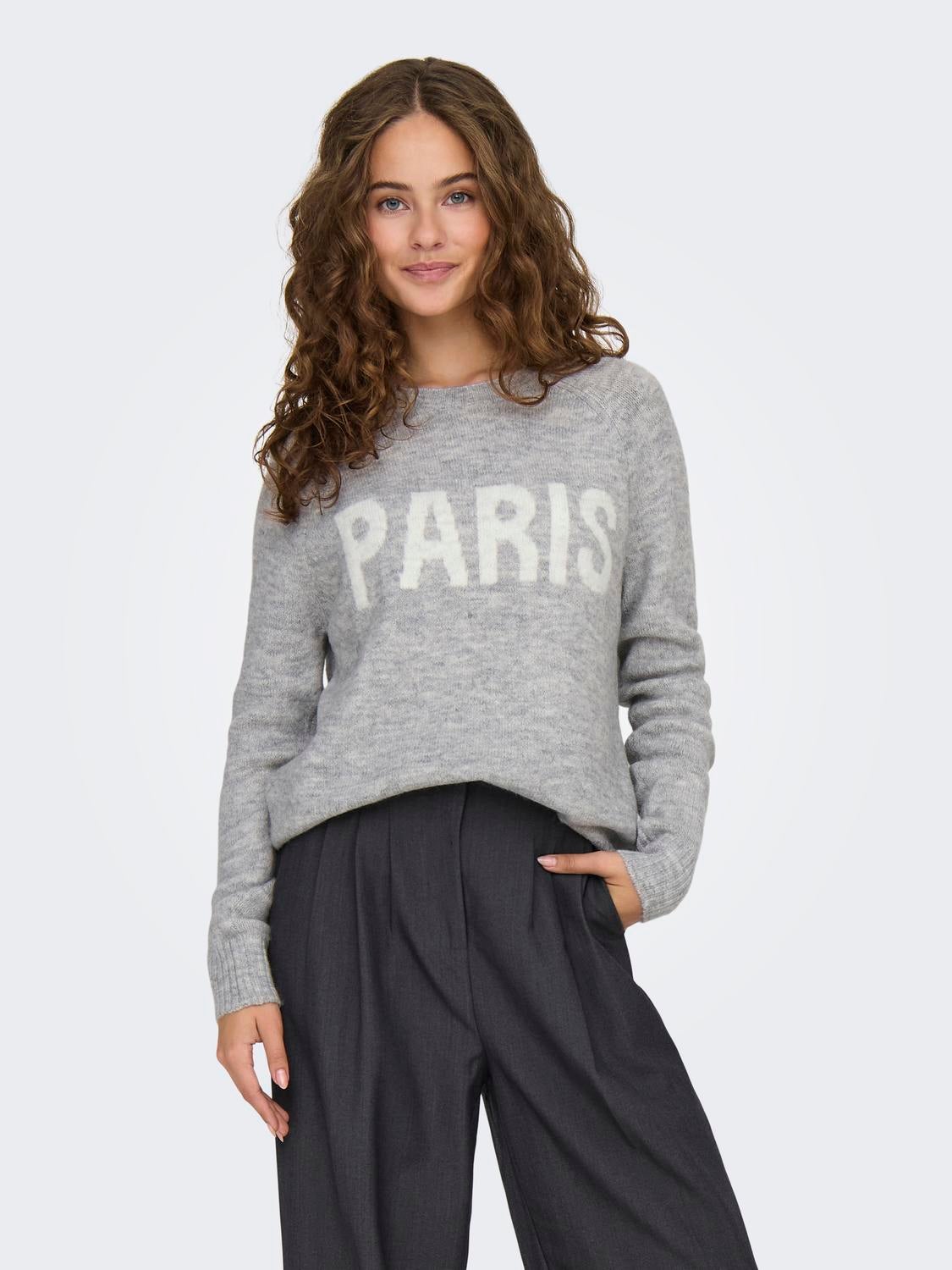 JDYCITY Strickpullover Light Grey Melange