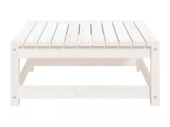 Repose-pied de jardin blanc 70x70x30 cm bois de pin massif