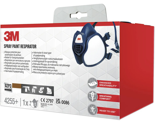 Ademhalingsbescherming voor verfspuit-, schilder- en machinaal schuurwerk 3M™ FFA2P3R D, beschermingsniveau A2P3