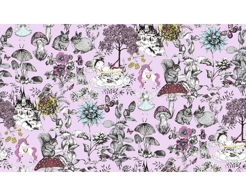 Vliesbehang 38120-3 Little Love Dieren & Feeën roze