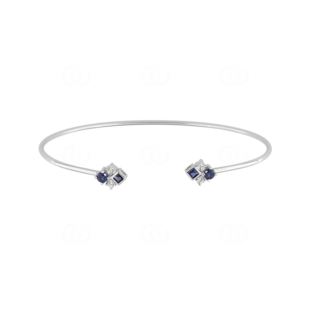 Armreif offen 750/18 K Weissgold mit Saphiren & Zirkonia