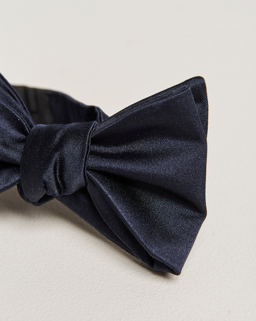 E. Marinella Silk Bow Tie Navy Satin