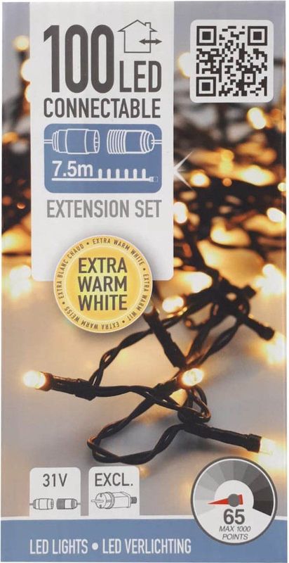 Koppelbare Kerstverlichting extensionset - 100 LED - 7.5m - warm wit