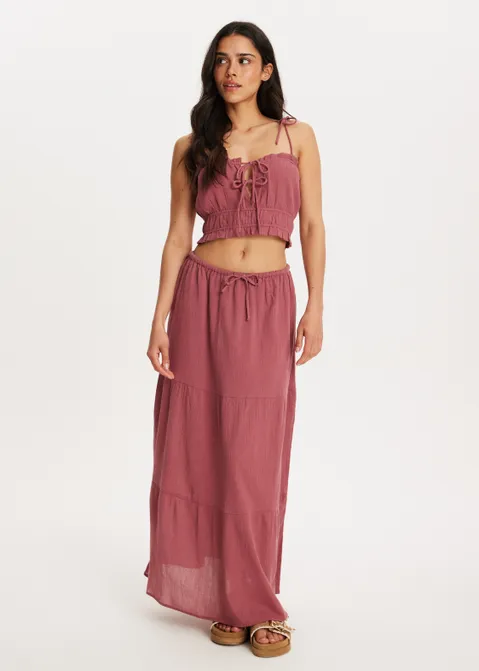 Top met geplooide details paars (MAUVE.L)