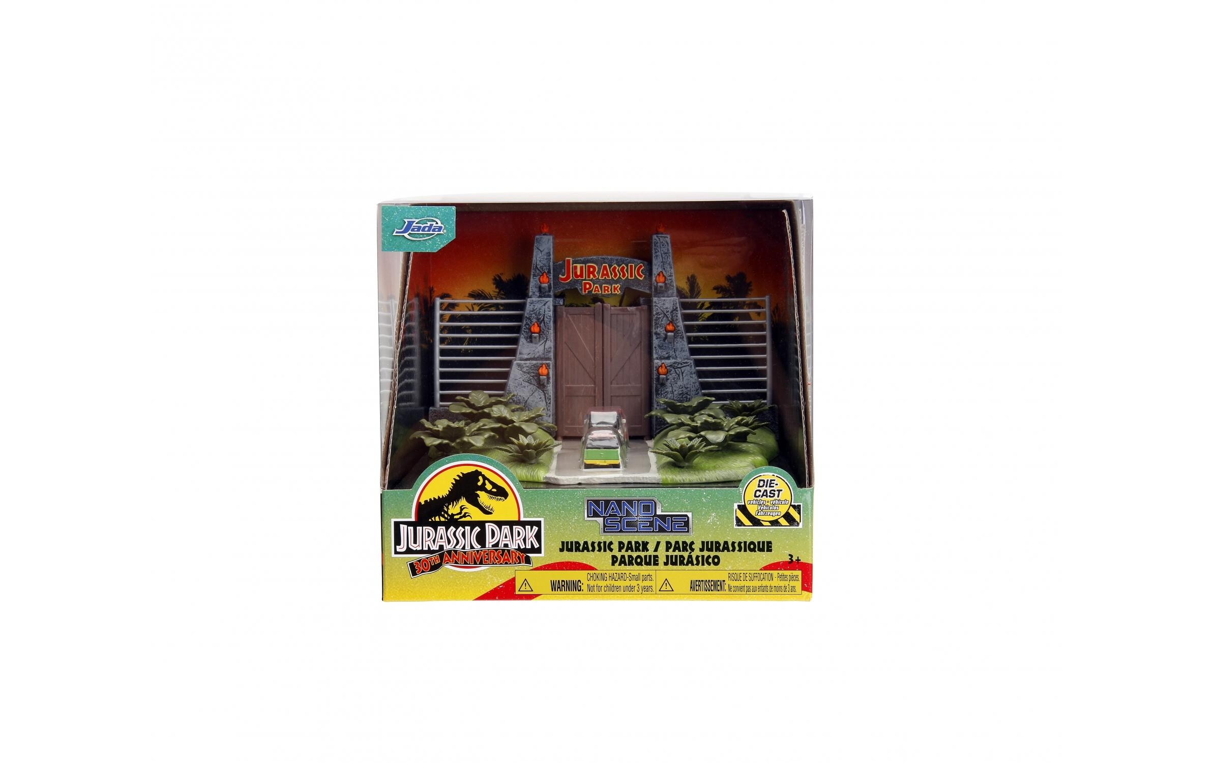 Jurassic World Diorama mit 2 Nano CarsJurassic World Nano Szene Diorama mit zwei Modellautos