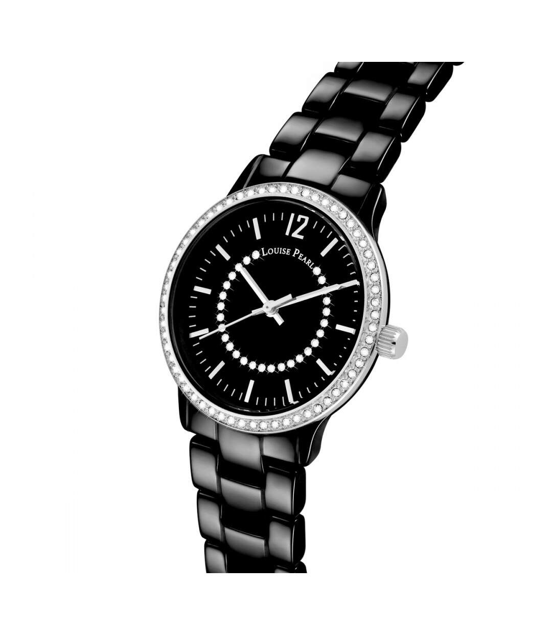 Montre Femme ornée Cristaux Swarovski® Céramique Noire Louise Pearl LP3
