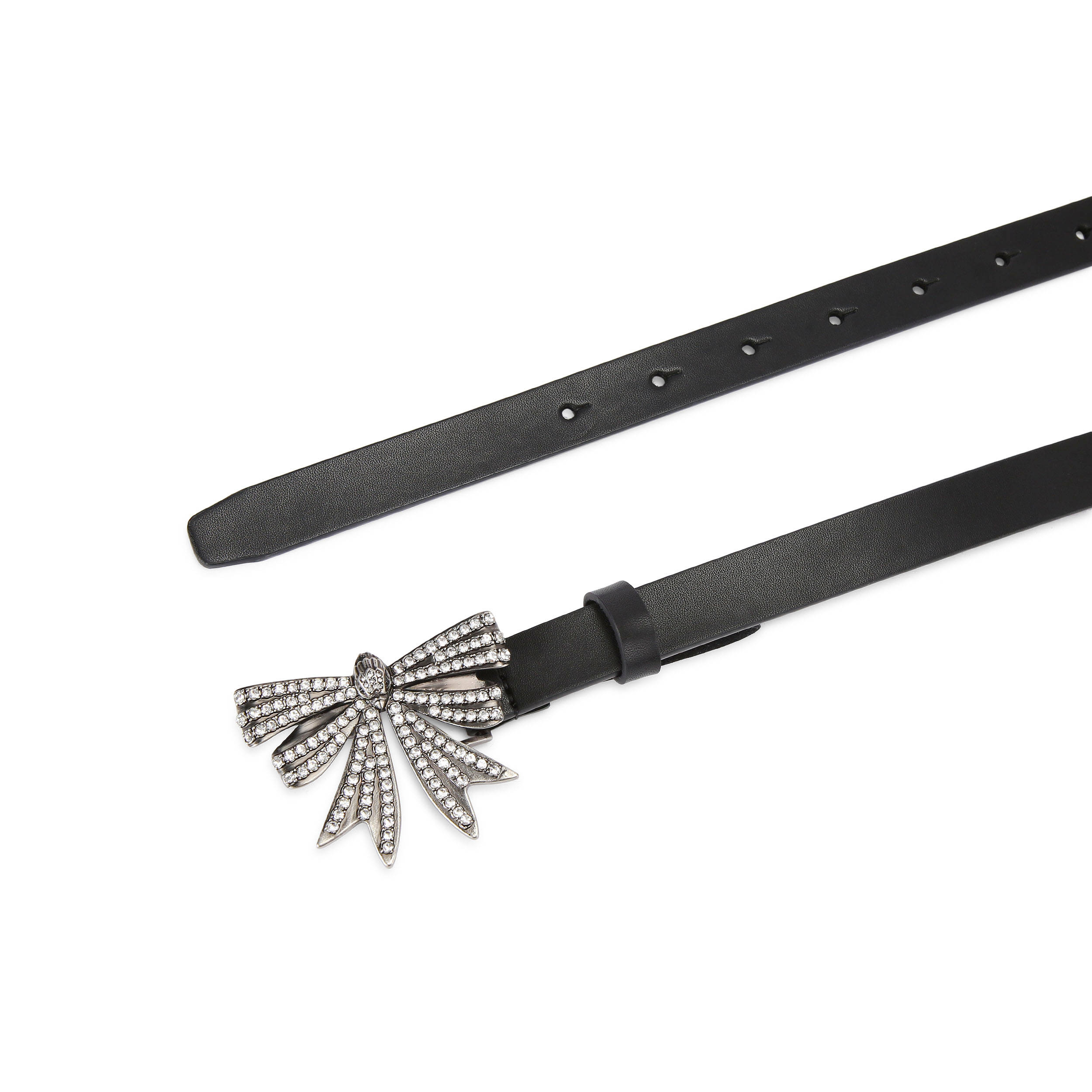 Kurt Geiger leren riem Belgravia met strass zwart/zilverkleurig