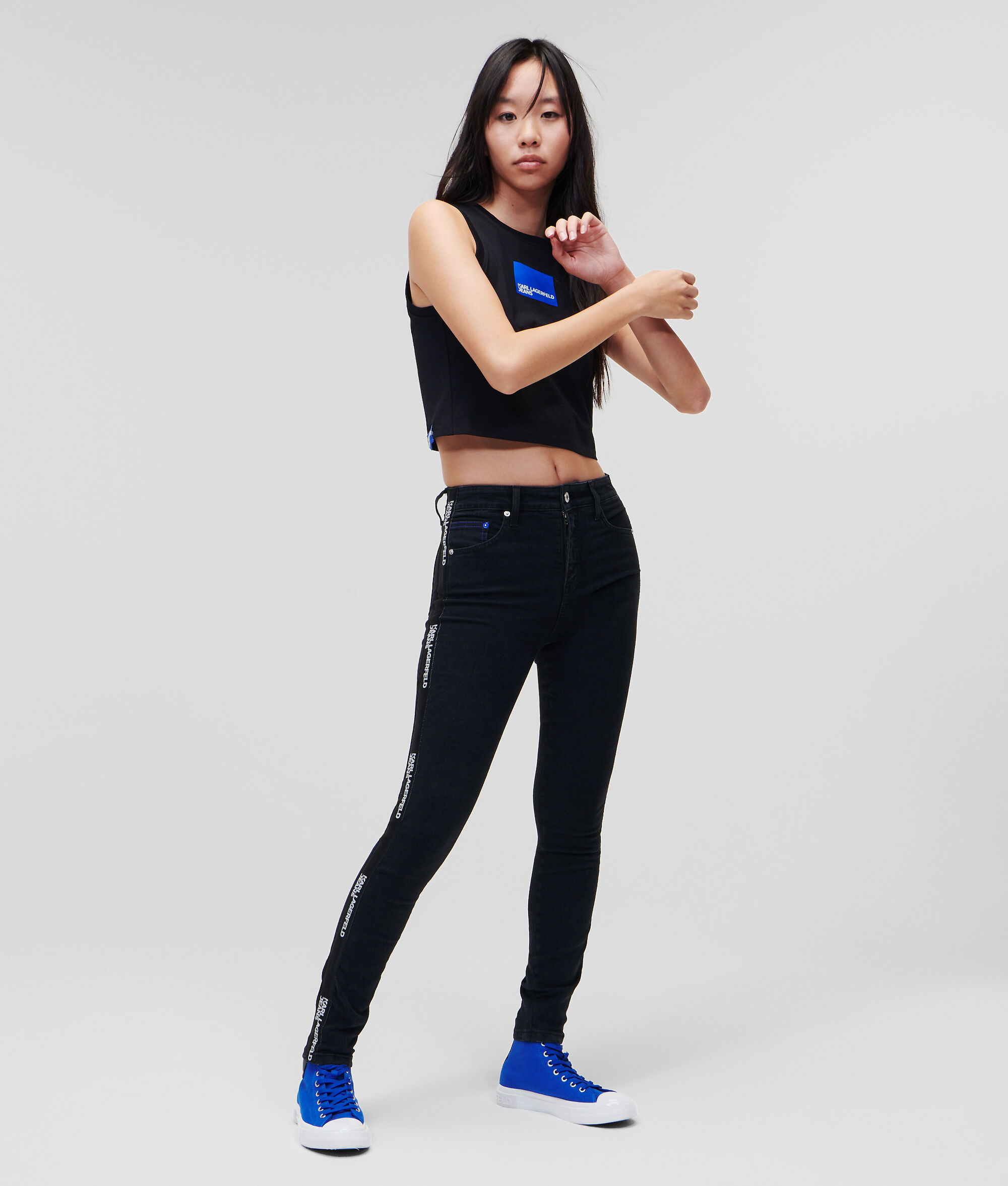 JEAN SKINNY KLJ NOIR AVEC LOGO TAILLE HAUTE