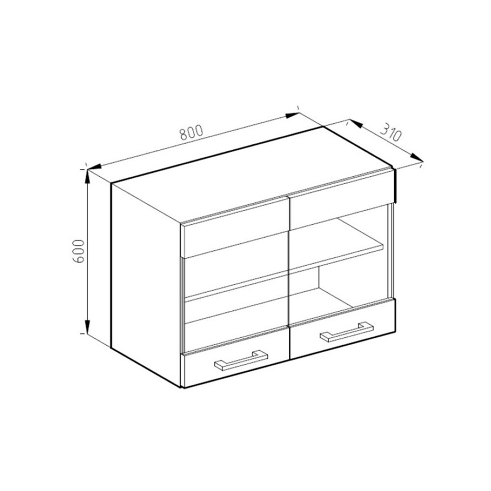 Vicco Glashängeschrank Küchenschrank Küchenmöbel R-Line J-Shape Anthrazit Eiche 80 cm modern