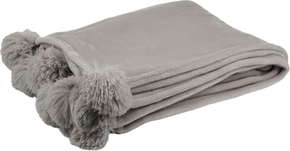 J-Line plaid pompom taupe 170 x 130 cm