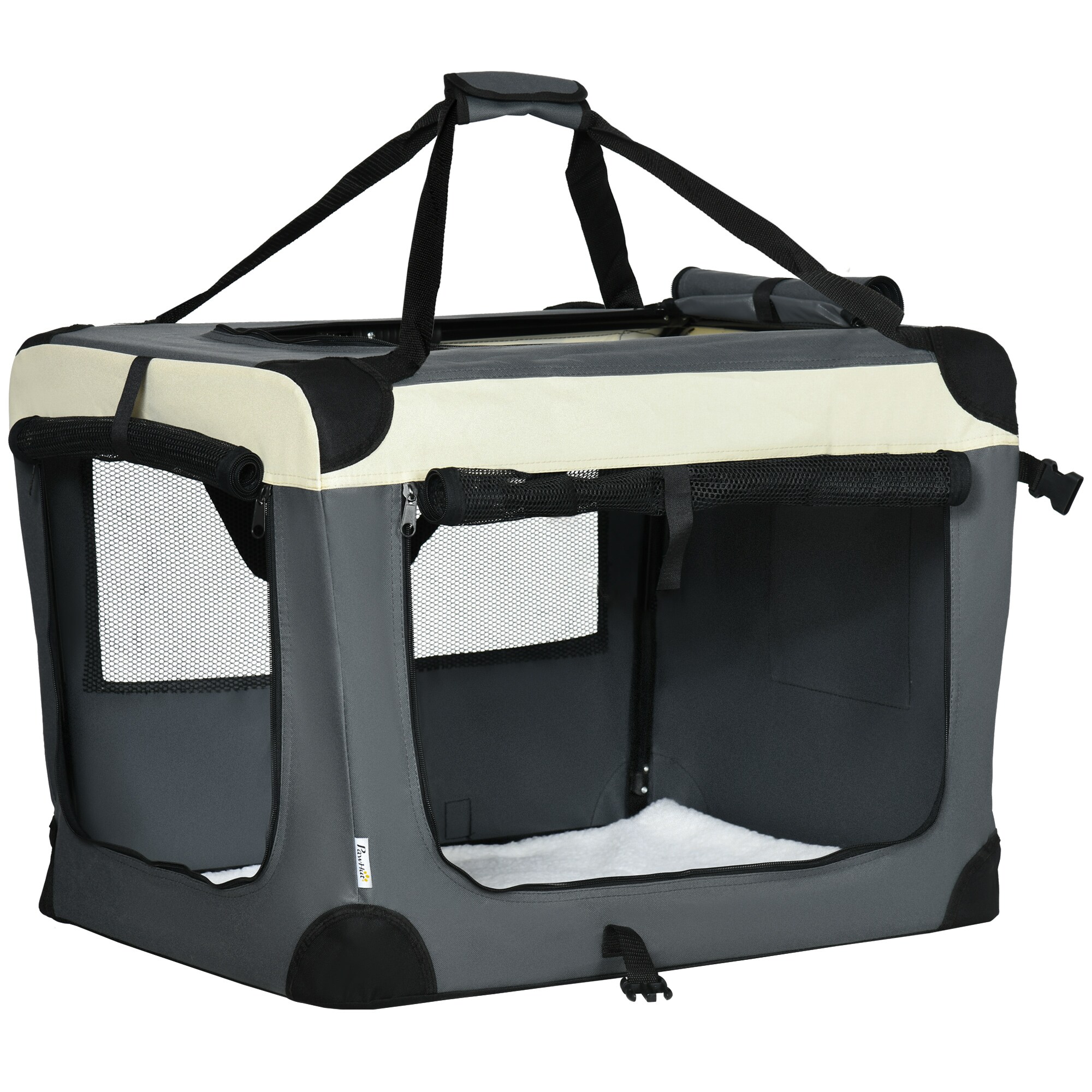 PawHut Tragetasche mit Kissen grau, schwarz 70L x 51B x 50H cm