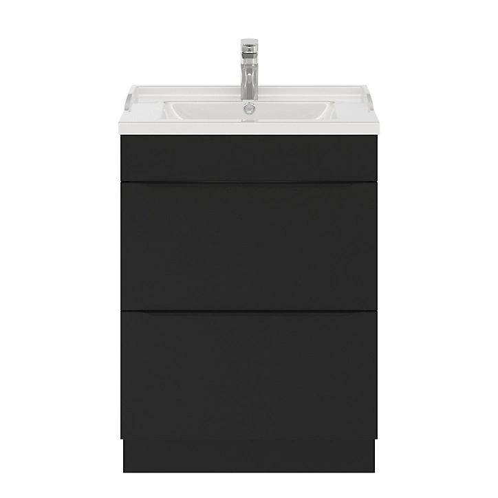 Meuble sous vasque à poser GoodHome Imandra noir mat L. 60 x H. 82 x P. 45 cm