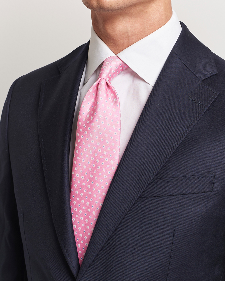E. Marinella 3-Fold Printed Silk Tie Pink