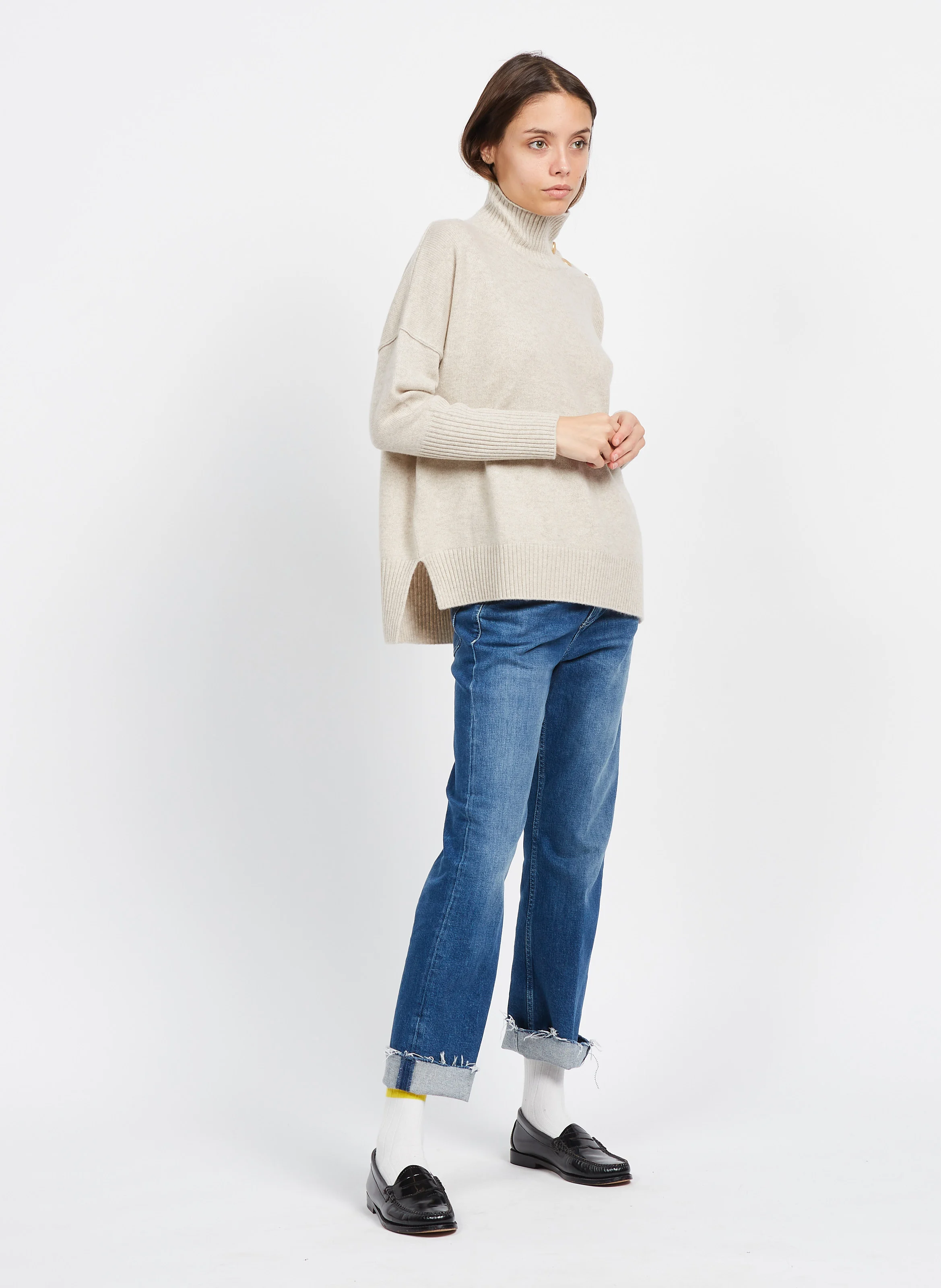 PINKO - Pull à col montant en cachemire | Beige