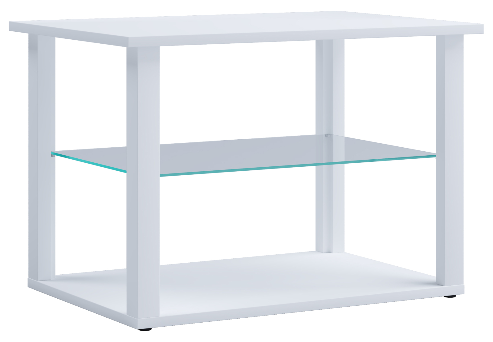 Couchtisch WANILO M - weiß - Glasboden - 65x45 cm