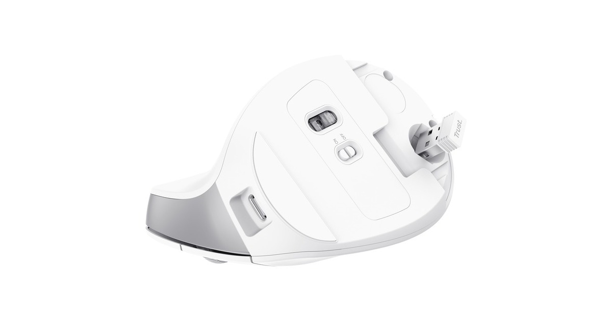 TrustBayo II Ergonomische draadloze muis  (Wit, 800 dpi - 2.400 dpi)